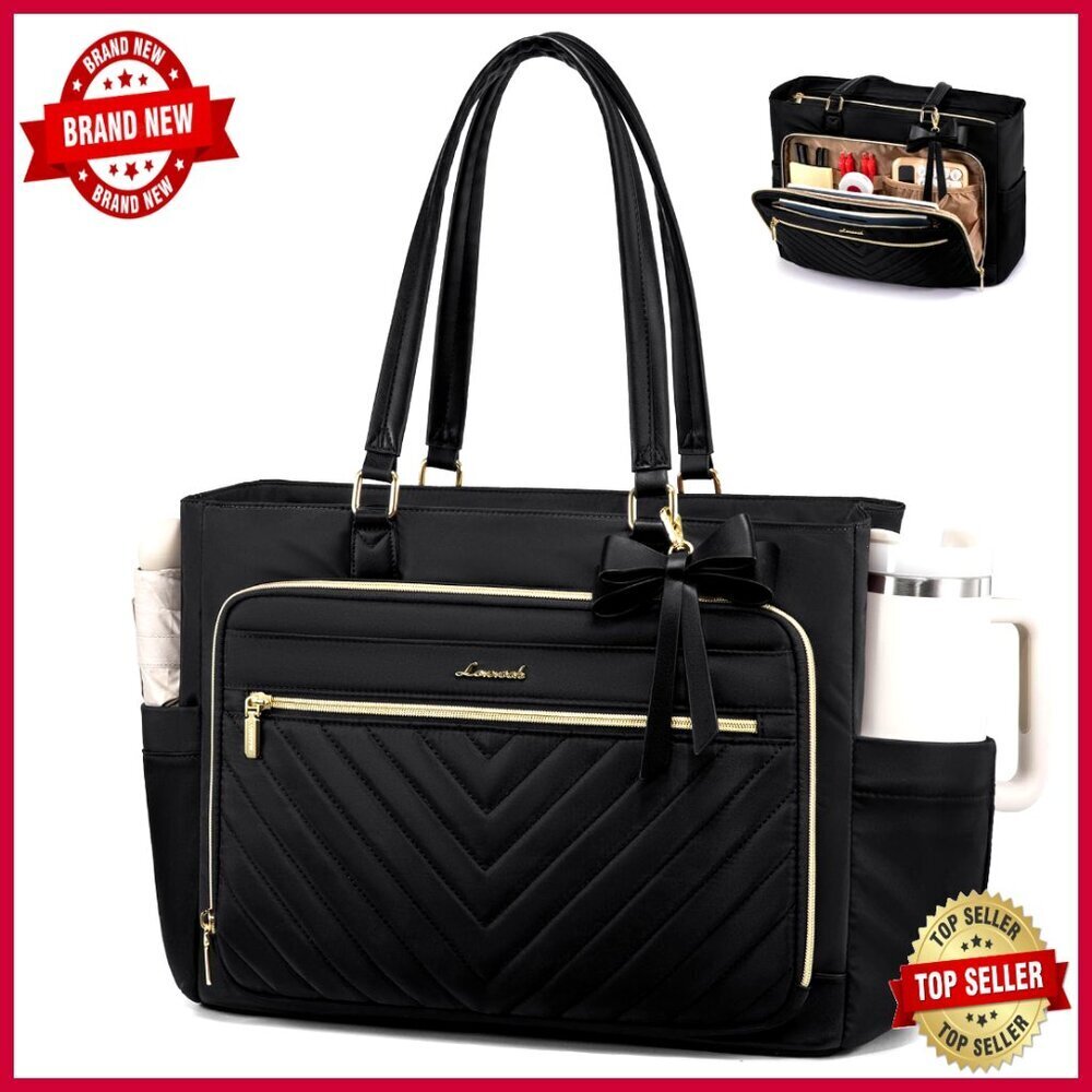 15.6 Inch Laptop Tote Bag with Large Cup Holder, Multiple Pockets, Luggage